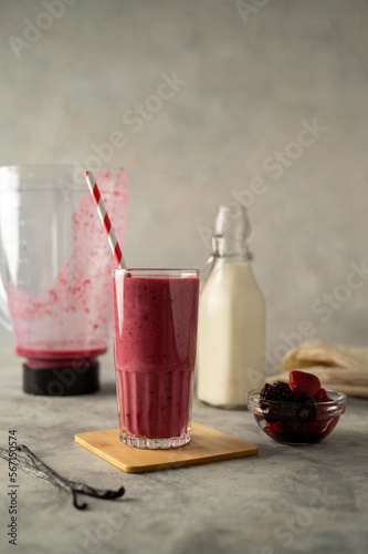 Berry smoothie drink with fresh fruits. Detox, healthy eating.