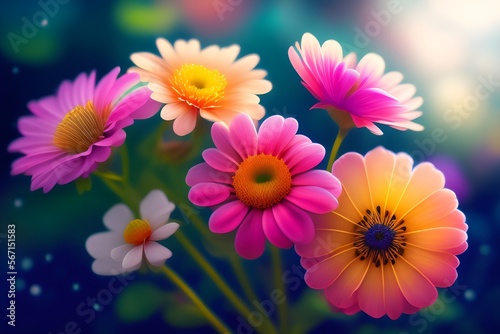 pink Orange Gerberas Flowers with natural blur or bokeh background. wallpaper