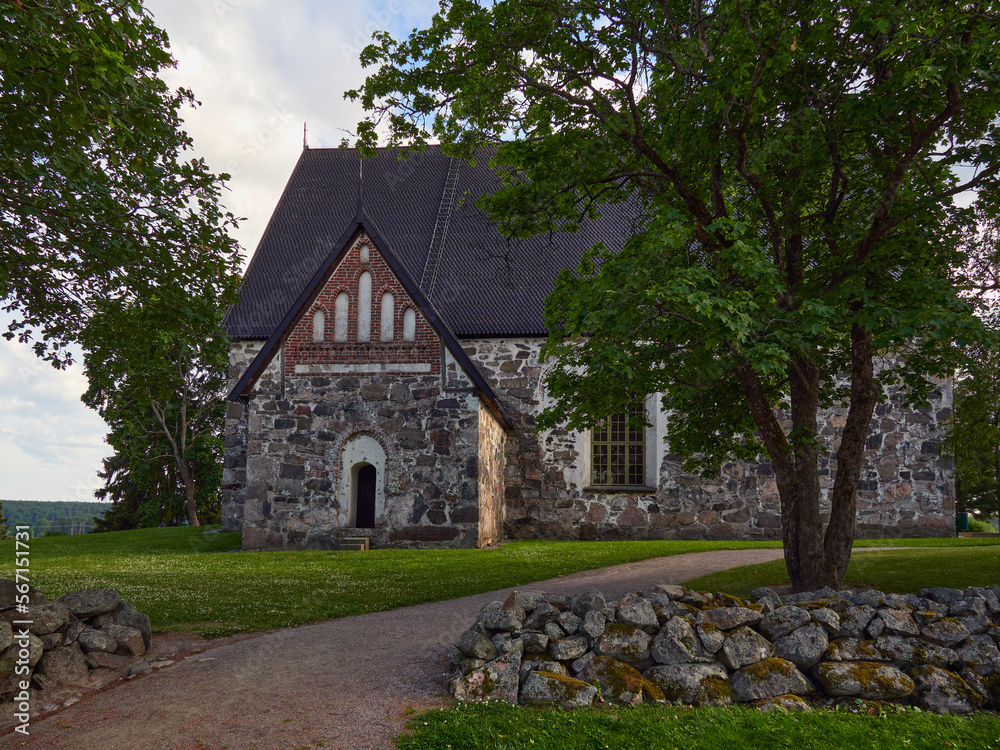 Exterior of old medieval Lutheran church in Finnish Sipoo.
