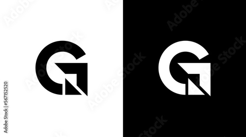 Technology vector logo g monogram letter initial black and white icon Designs templates