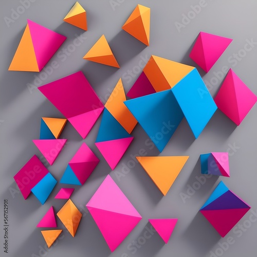 Geometric Low Poly 3D CGI Render Wallpaper Background, AI Generated. 