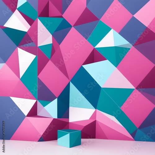 Geometric Low Poly 3D CGI Render Wallpaper Background  AI Generated. 