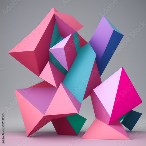 Geometric Low Poly 3D CGI Render Wallpaper Background  AI Generated. 