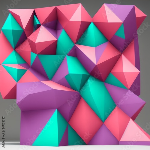 Geometric Low Poly 3D CGI Render Wallpaper Background, AI Generated. 