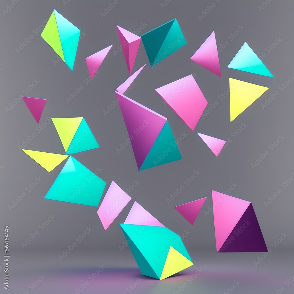 Geometric Low Poly 3D CGI Render Wallpaper Background, AI Generated. Geometric Low Poly 3D CGI Render Wallpaper Background, AI Generated.
