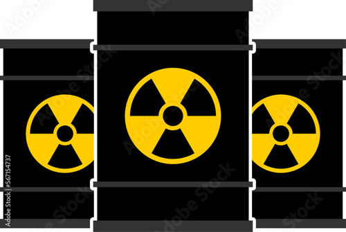 Radioactive Waste Barrel Icon with Nuclear Hazard Ionizing Radiation Trefoil Sign. Vector Image.