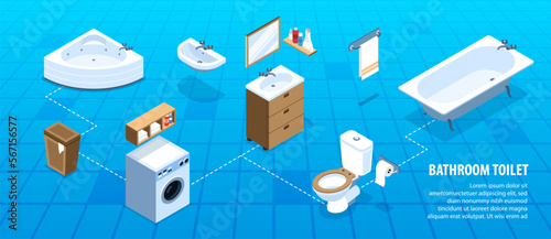 Bathroom Isometric Infographics