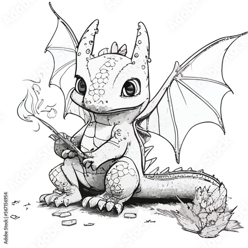 Enchanted Adventure: A White Dragon Coloring Book