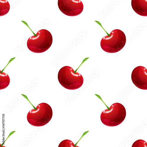 Seamless pattern with cartoon cherry on white background. Pattern, craft paper, fabric