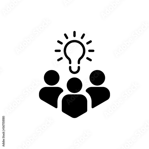 crowd of people icon with thin line bulb