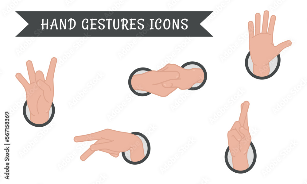 Set of different hand gesture icons Vector illustration Set of different hand gesture icons Vector illustration