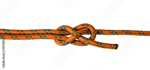 sheet bend knot orange rope example, png transparent background