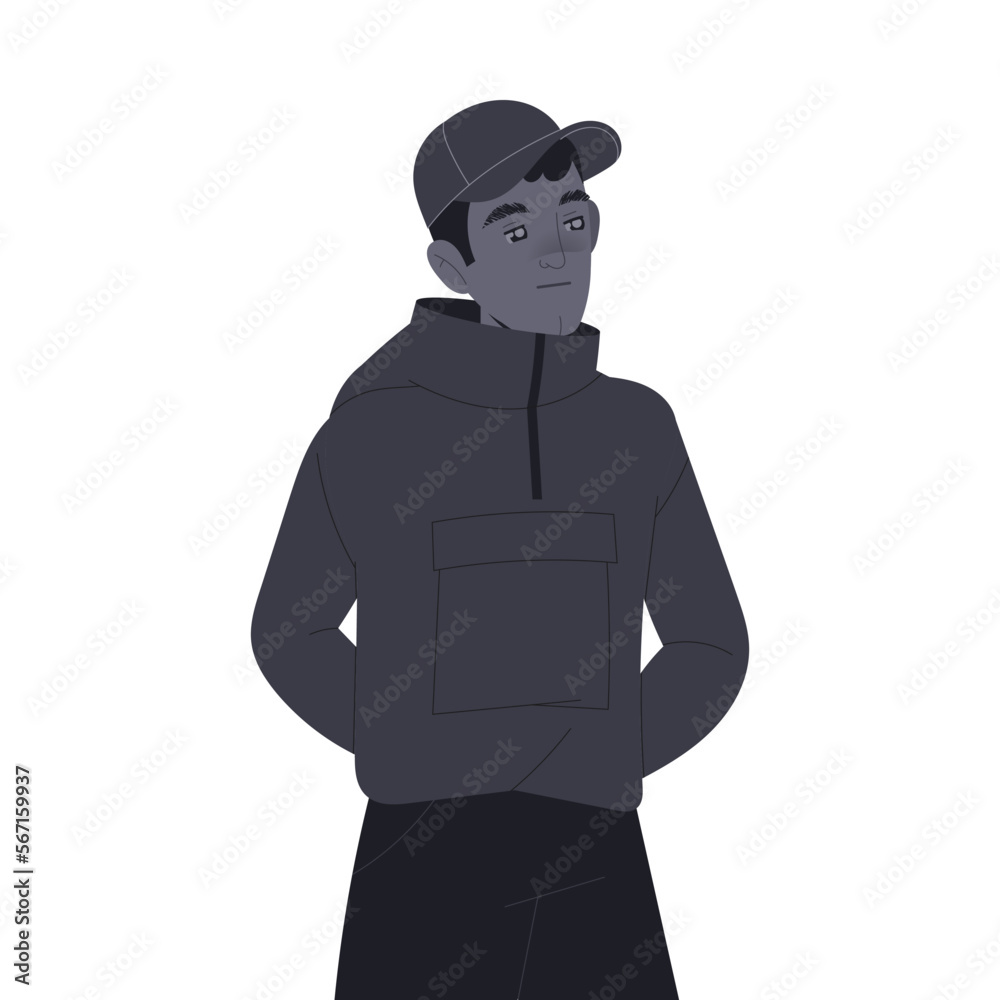 Loneliness with Lonely Man Character Feeling Depression and Sadness Vector Illustration