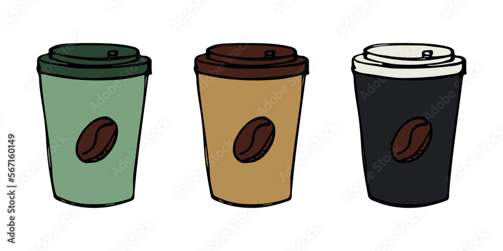Cute cup of tea or coffee illustration. Simple cup clipart. Cozy home doodle set Cute cup of tea or coffee illustration. Simple cup clipart. Cozy home doodle set