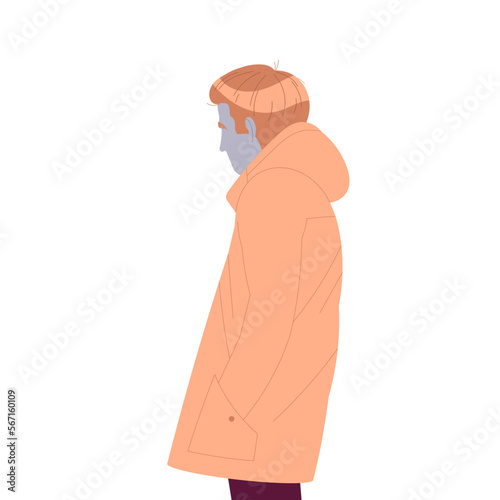 Loneliness with Lonely Man Character Feeling Depression and Sadness Vector Illustration
