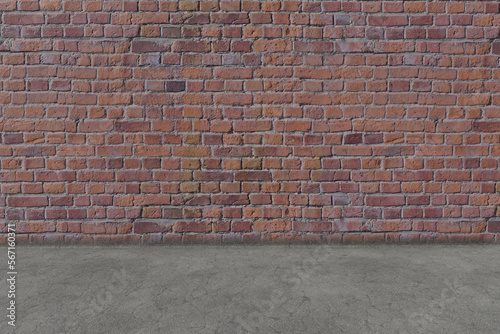 brick wall background brown and cement ground