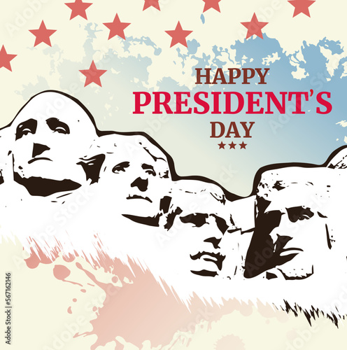 Presidents Day Rushmore landscape background. Presidents Day poster design