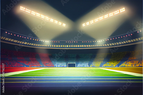 Huge empty stadium, illumin...