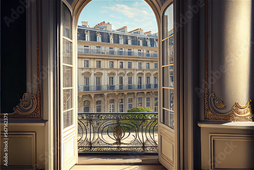Paris view from a luxurious terrace  generative ai