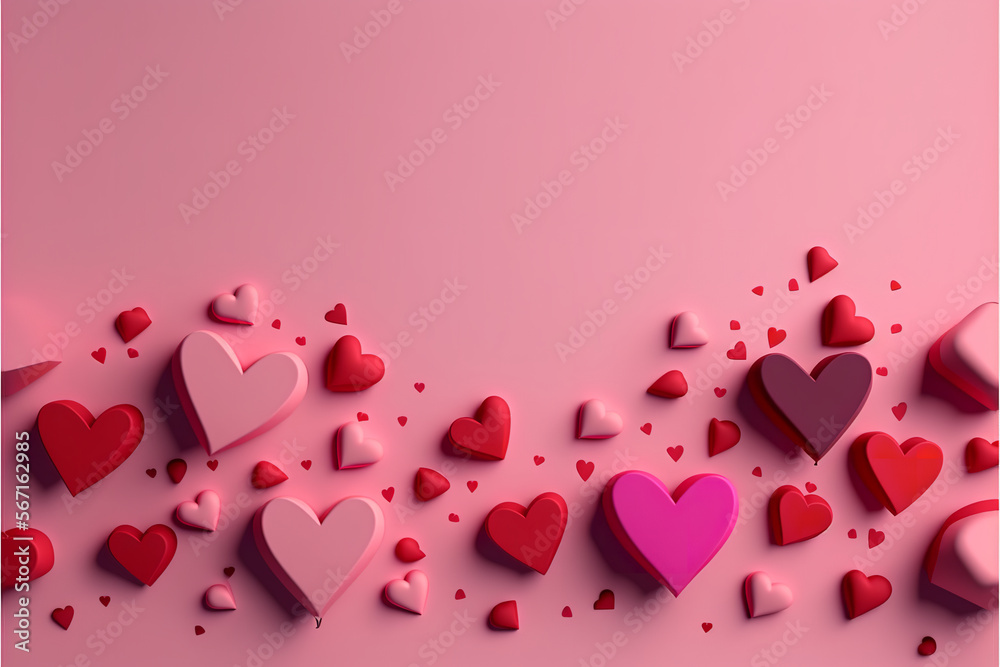Valentines hearts with pink background