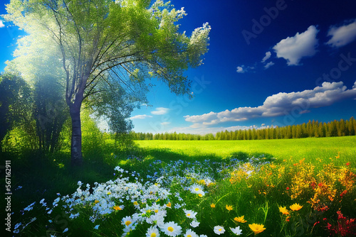 Beautiful Spring Landscape - Generative Ai