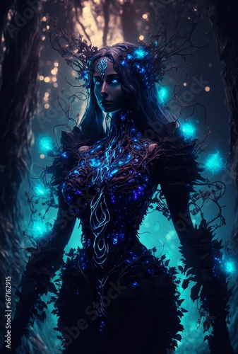 Goddess of trees standing in forest digital art © Heisenberg1992