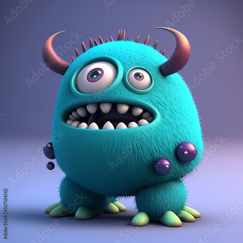 Cute & Funny Cartoon Monster Character 3D  photo