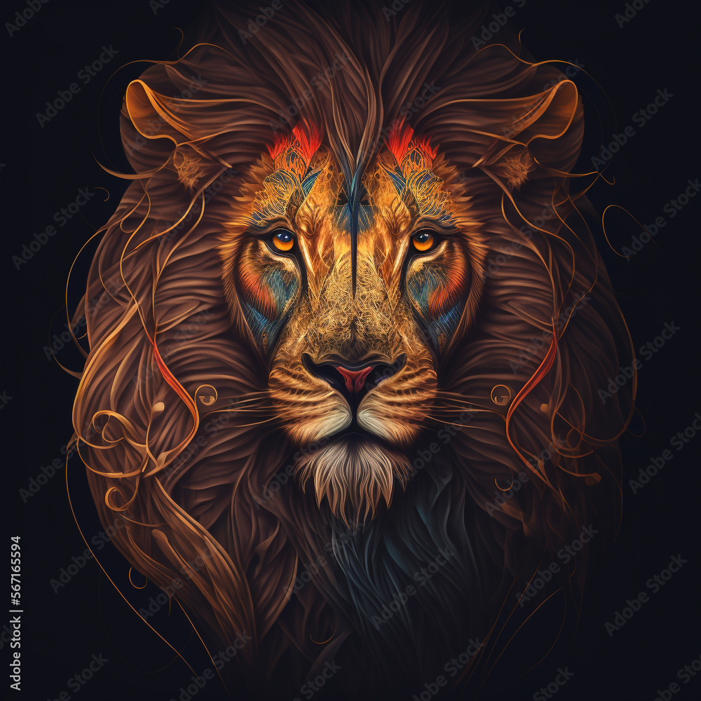 Lion Graphic Design Logo Tattoo Emblem. African. Generative AI