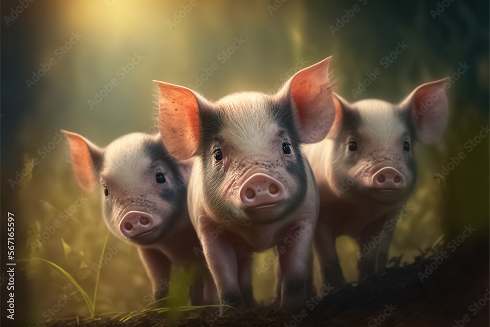 Cute pigs. Pig farm industry farming hog barn pork. Portrait of funny looking piglets. generative AI
Cute pigs. Pig farm industry farming hog barn pork. Portrait of funny looking piglets. generative AI