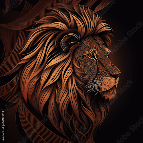 Lion Graphic Design Logo Tattoo Emblem. African. Generative AI © Art for Insomniacs