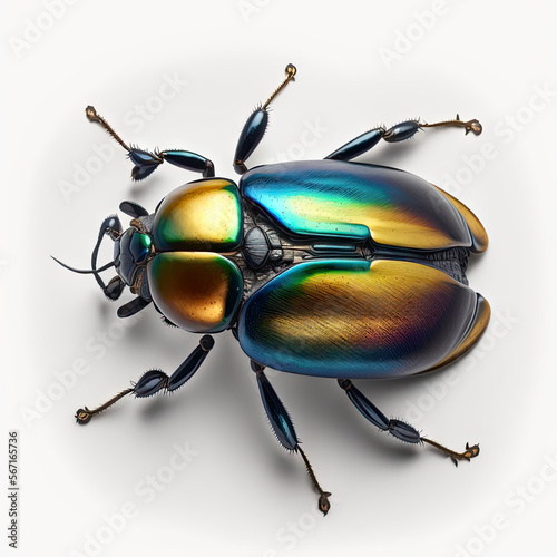 Canvas Print a colorful beetle sitting on top of a white surface