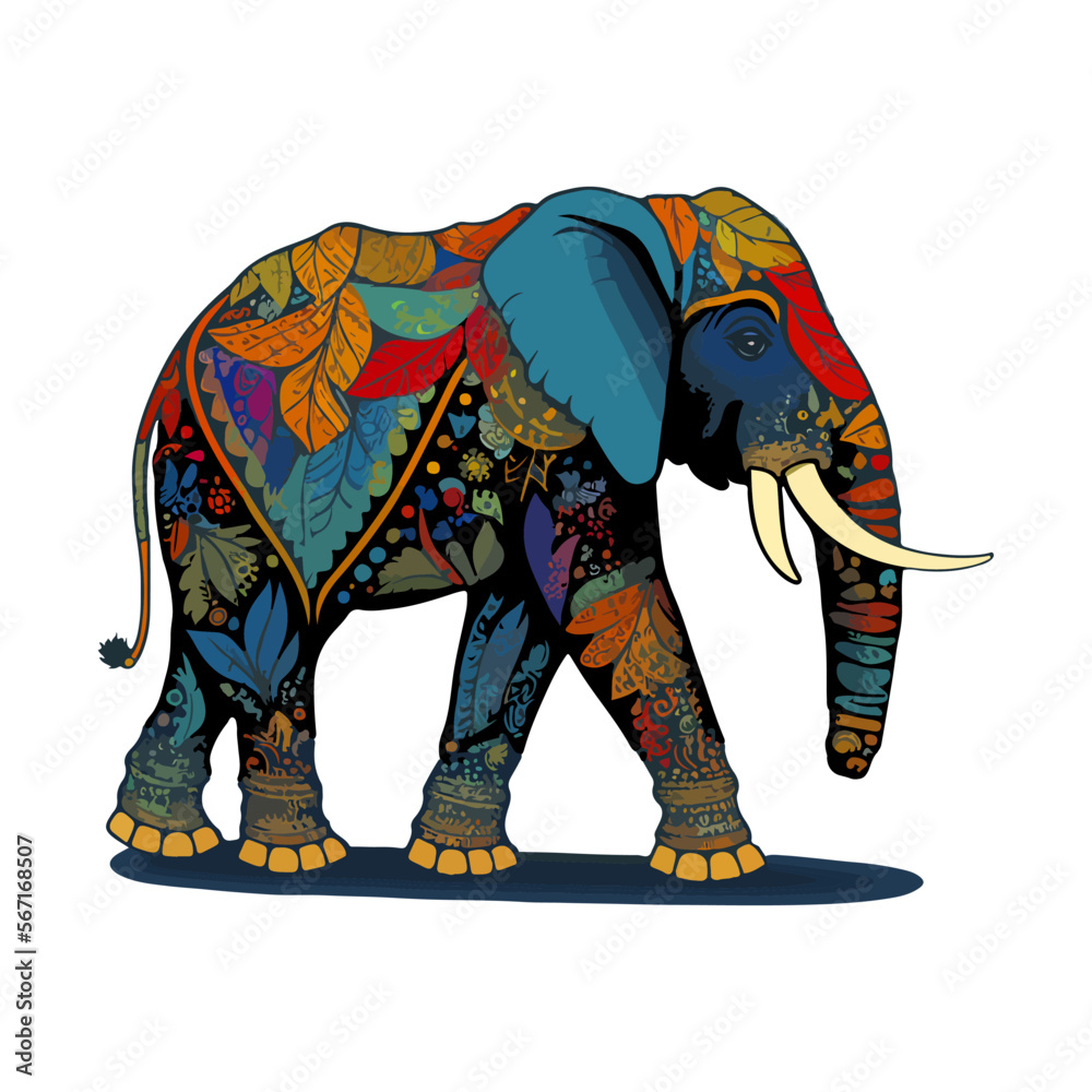 Indian elephant colored. Vector stock illustration eps 10.
