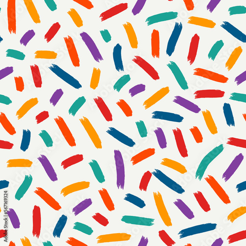 Brushstrokes motif camouflage print. Paint brush smears seamless pattern. Freehand design background. Trendy handdrawn modern simple ornament