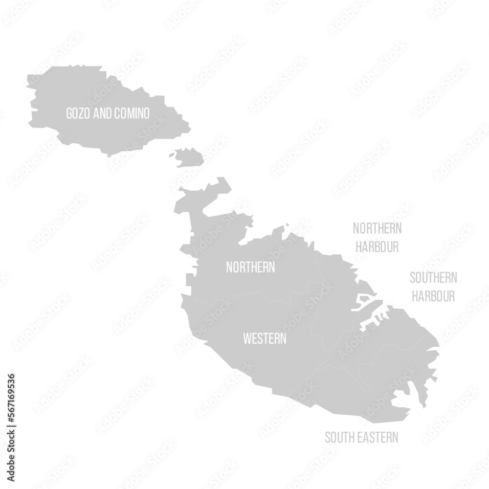 Malta political map of administrative divisions
