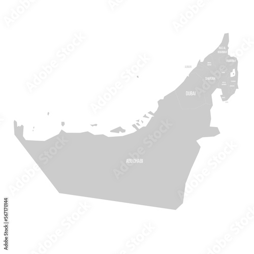 United Arab Emirates political map of administrative divisions