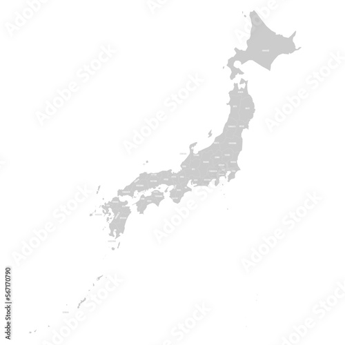 Japan political map of administrative divisions