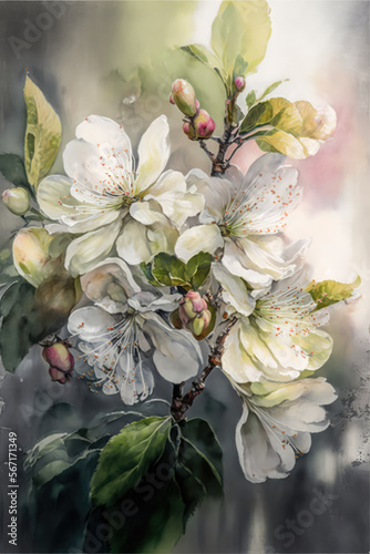 Beautiful water color illustration of flower