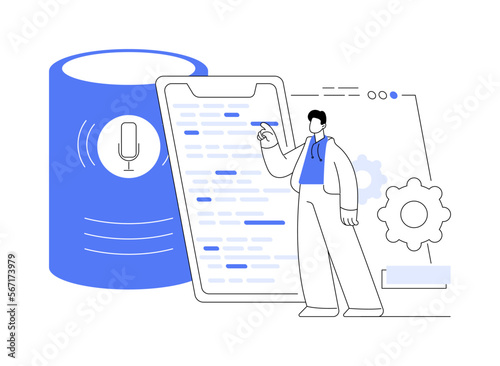 Smart speaker apps development abstract concept vector illustration.