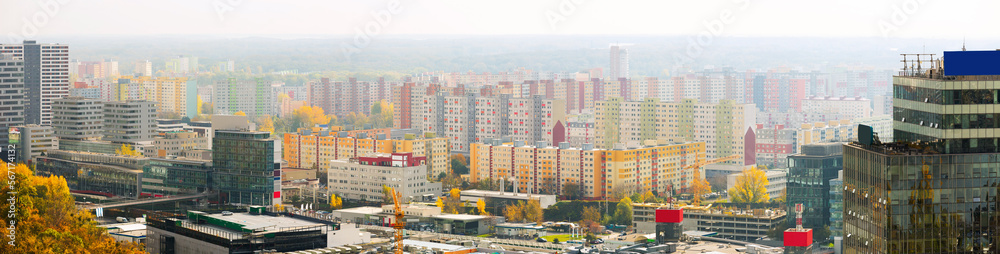 Image of european city Bratislava with view of blocks of flats, Slovakia