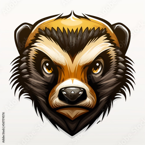 Honey badger vector illustration for logo, tattoo or design. Generative AI.