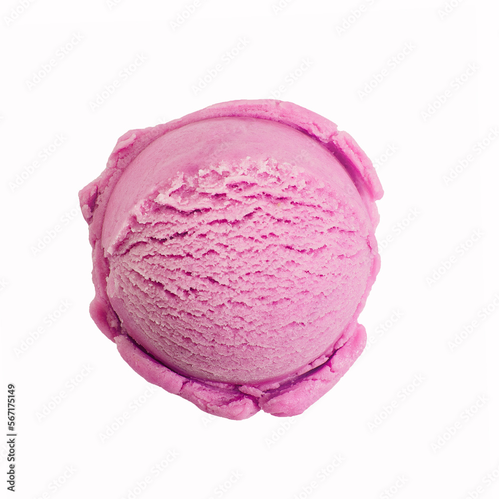 Strawberry ice cream ball isolated on white background Strawberry ice cream ball isolated on white background