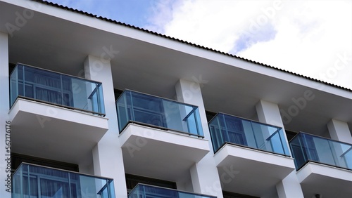 Slika na platnu modern building facade with glass balconies