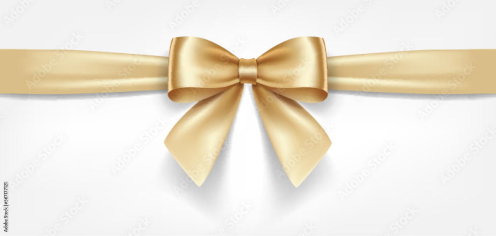 Set Of Decorative Golden Bows With Horizontal Yellow Ribbon Isolated On  White Background Vector Illustration Stock Illustration - Download Image  Now - iStock