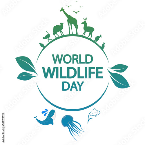 Wildlife day world animals, vector art illustration.