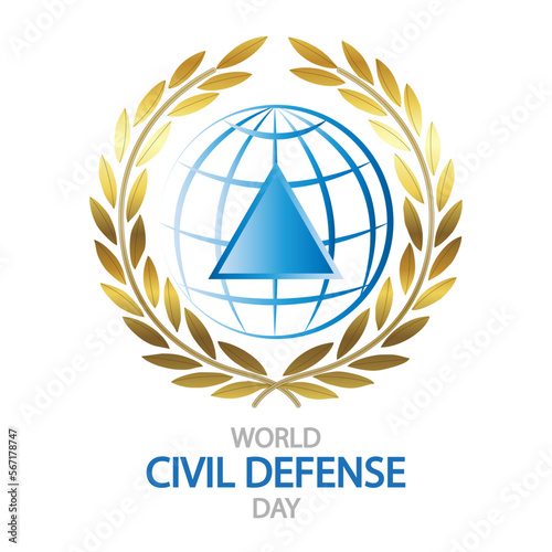 World civil defense day triangle globe logo, vector art illustration.