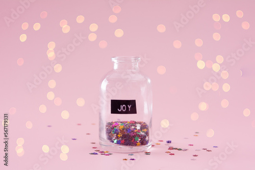 Joy message in a glass jar, mental health. © Best Food Photos