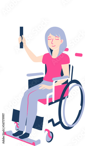 Wheelchaired woman holding banner illustration photo