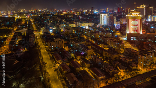 Urban landscape at night during the Spring Festival in Changchun, China