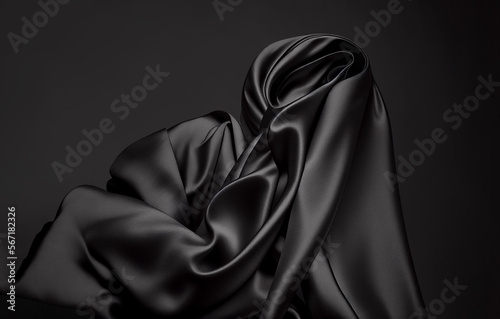 Black silk luxury background. Generative AI photo