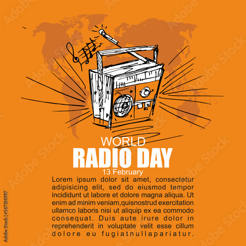 World Radio Day, 13 February, Poster and Banner